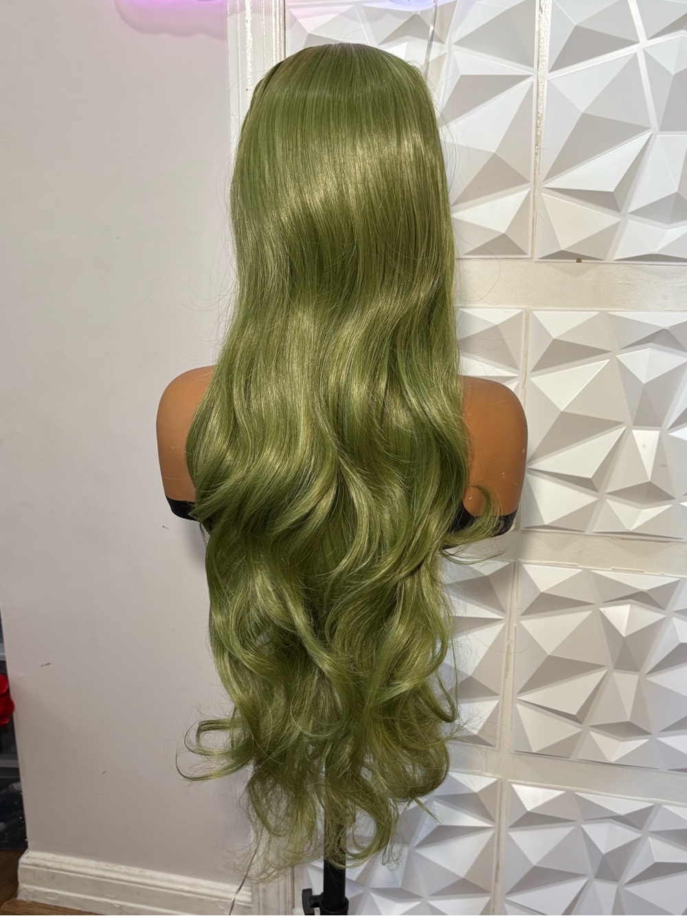 HD Frontal Lace 30 Inch Layered Bounce Wig | Olive Green Heat-Safe Hair Blend